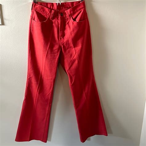 Vintage 60s 70s Levis Big E Sta Prest Red Flare Leg Gem