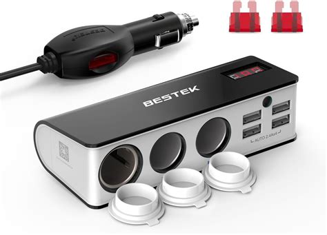 Bestek 3 Socket 200w 12v24v Dc Cigarette Lighter Power Adapter With 6a 4 Port Car Usb Splitter