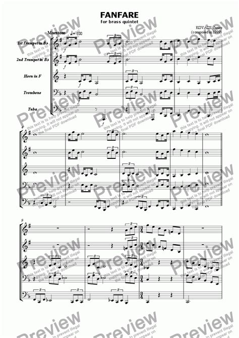 Fanfare For Brass Quintet Download Sheet Music Pdf File