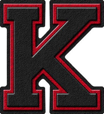 Presentation Alphabets Black Cardinal Red Varsity Letter K