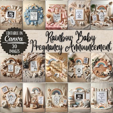 Rainbow Baby Digital Pregnancy Announcement Bundle Neutral Gender