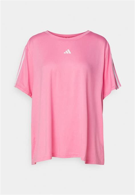 Adidas Performance Aeroready Essentials 3 Stripes Plus Size Sport T Shirt Bliss Pinkwhite