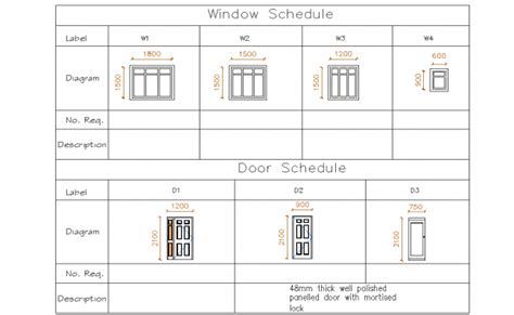 Blank Door Schedule Template