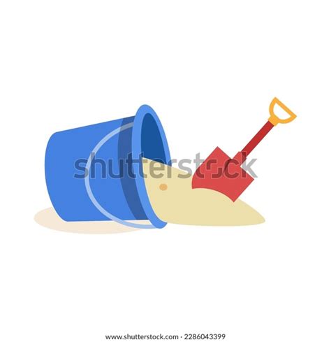 Sand Bucket Shovel Flat Design Style Stock Vector Royalty Free