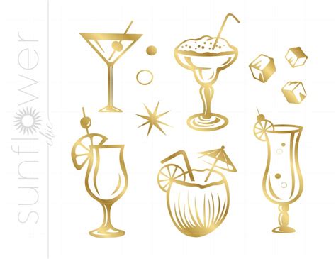 Gold Cocktails Svg Clip Art Cut Files Gold Margarita Svg Etsy