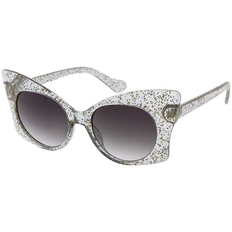 Women S Oversize Butterfly Glitter Cat Eye Sunglasses Zerouv