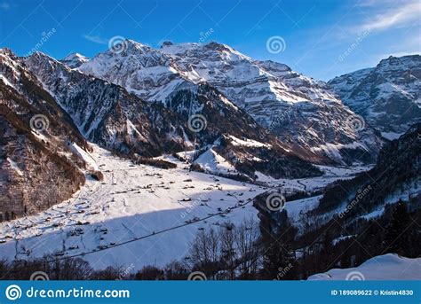 Snow Covered Klausen Pass In Canton Glarus In The Winter In Switzerland