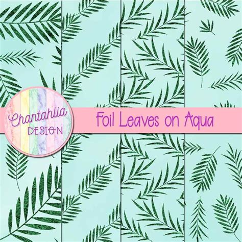 Free Digital Papers Featuring Aqua Paper With Foil Leaves Designs