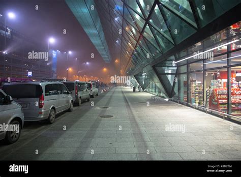 John Paul Ii International Airport Krak Wbalice On A Foggy Night Stock