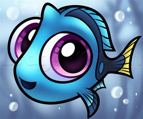 How To Draw Baby Dory Step By Step Disney Characters Cartoons Draw