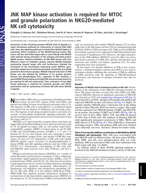 Pdf Jnk Map Kinase Activation Is Required For Mtoc And Granule