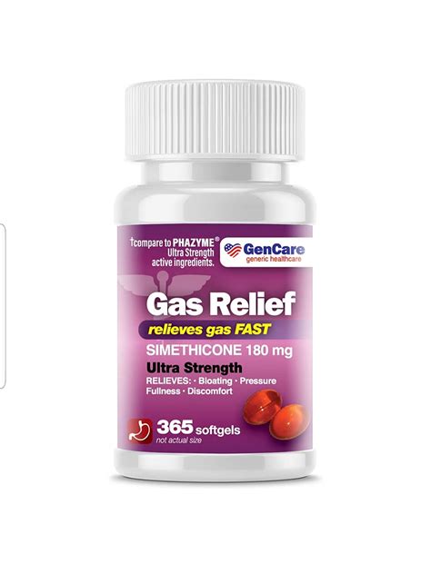 Gencare Ultra Strength Simethicone Gas Relief 180 Mg 365 Softgels