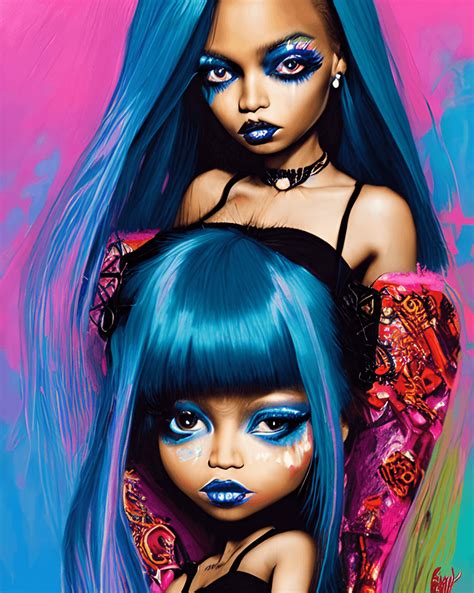 Beyonce As A Bratz Doll Centered Blue Goth Edition · Creative Fabrica