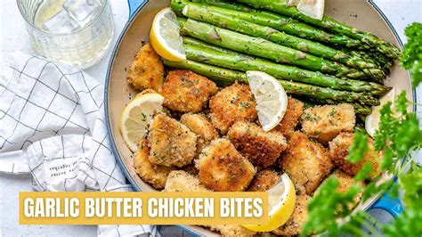 How To Make Garlic Butter Chicken Bites With Lemon Asparagus Easy Chicken Recipes Youtube