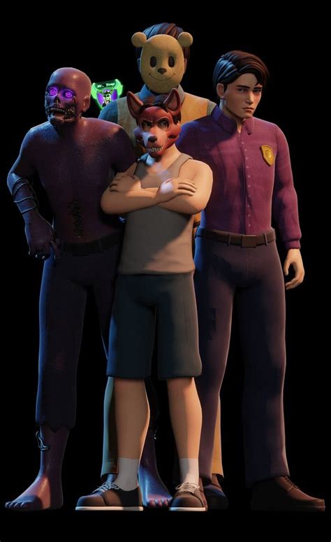 The Animated Characters Are Standing Together In Front Of A Black