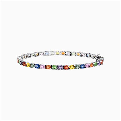 Effy Watercolors 14k White Gold Multi Sapphire Tennis Bracelet 1 28 T