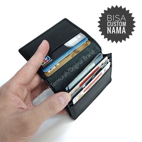 Jual Dompet Kartu Kulit Asli Pria Wanita Card Holder Black Tks