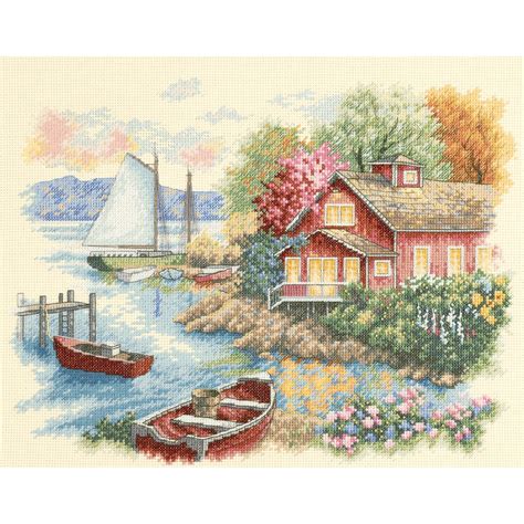 Dimensions Counted Cross Stitch Kit 14 X11 Peaceful Lake House 14