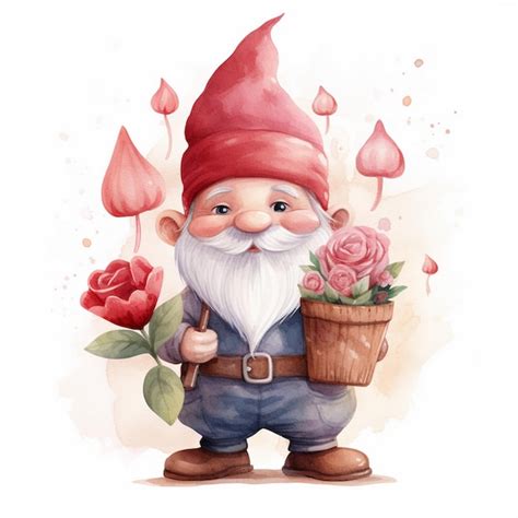 Premium Photo Valentines Day Cute Gnome Watercolor Clipart