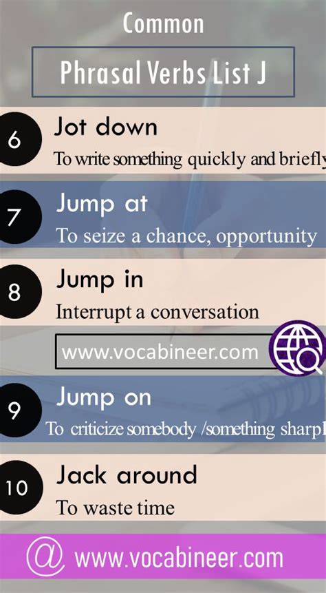 Phrasal Verbs J Vocabulary For Pte Verbs List Verb List