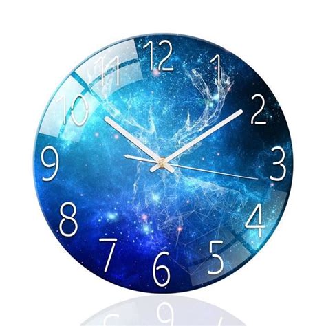 Horloge Murale Verre Moderne Silencieuse à Quartz 30cm Rond Grand