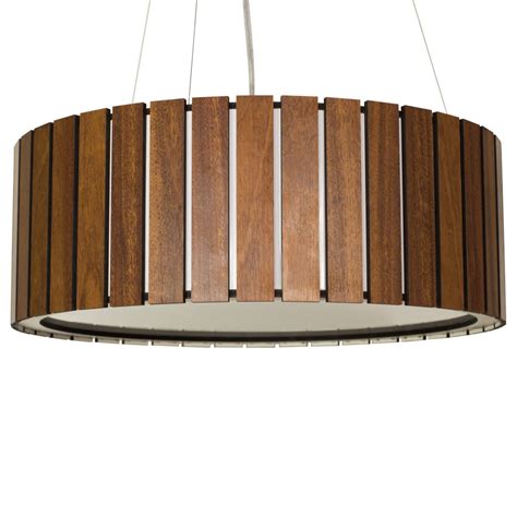 Lustre Pendente Redondo De Madeira Saru Imbuia Cm Wood Ilumina O