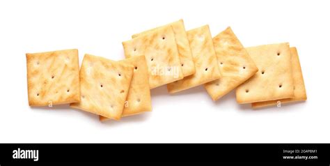 Tasty Crackers On White Background Stock Photo Alamy