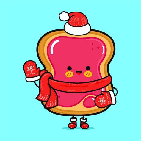 Premium Vector Funny Smiling Happy Toast Piece Of Bread With Jam