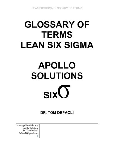 Glossary Of Terms Lean Six Sigma Apollo Orthoworld