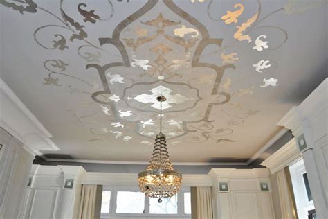 Beautiful Metallic And Silver Leaf Ceiling Created With The Help Of