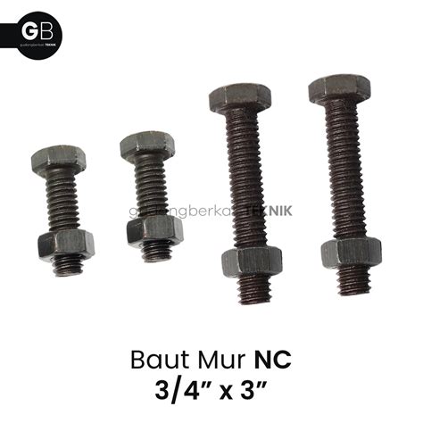 Jual Baut Mur Unc X Hitam Baut Nc Inchi Kunci Drat Kasar