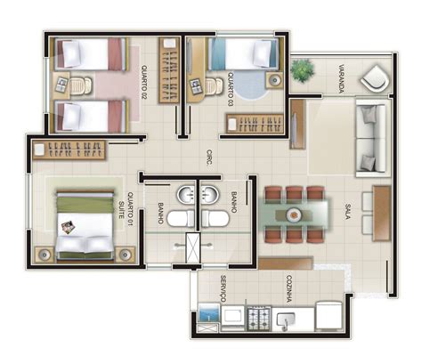 Plantas De Apartamentos 2 Quartos Decorando Casas