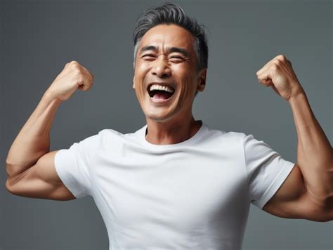 Premium Ai Image Year Old Asian Man Emotional Dynamic Pose