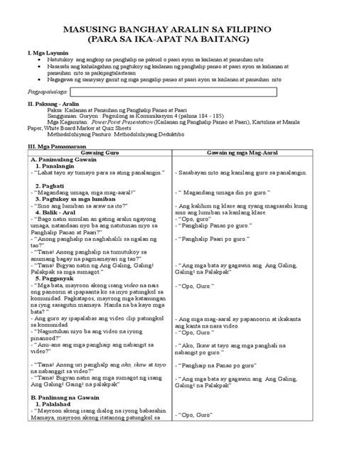 Filipino Detailed Lesson Plan