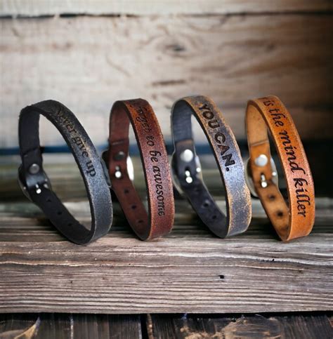 Personalized Leather Bracelets Personalized Mens Bracelet Engraved