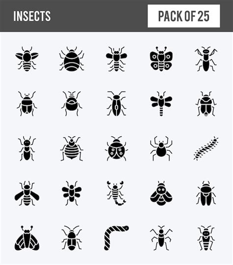 Ic Nes De Glyphes D Insectes Pack Illustration Vectorielle Vecteur