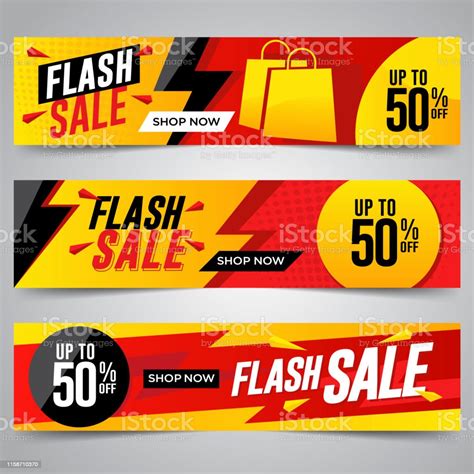 Desain Templat Spanduk Flash Sale Ilustrasi Stok Unduh Gambar