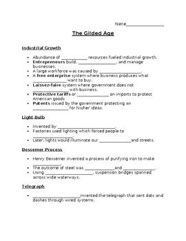 Us History Gilded Age Guided Notes By Transformation Teaching Tpt