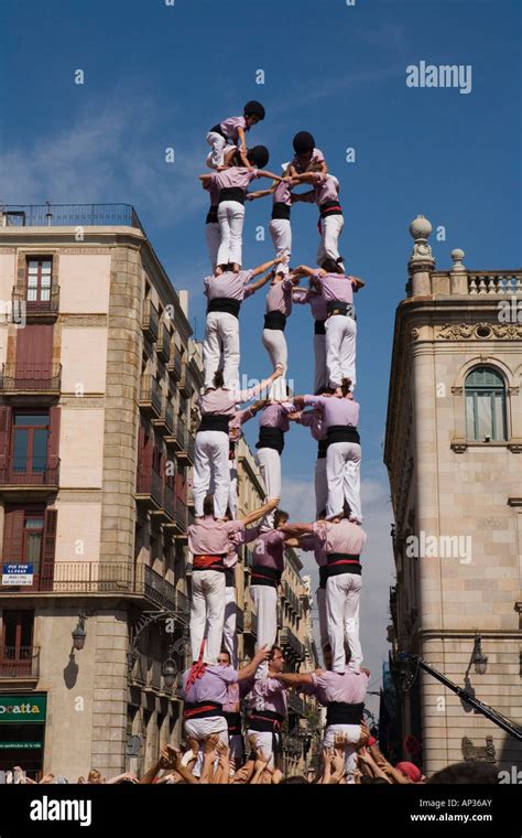 Castellers Human Tower Festa De La Merce City Festival September