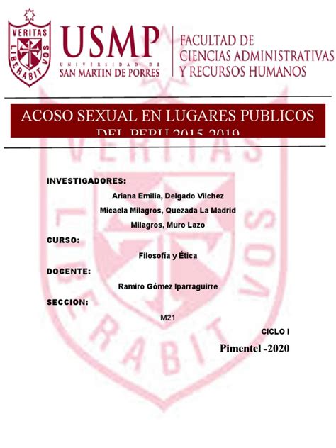 Acoso Sexual En Espacios Públicos Del Perú Características