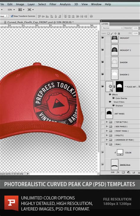 Curved Peak Hat Template Psd Prepress Toolkit