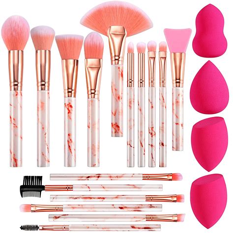 DUAIU 16PCS Professional Makeup Brushes Set, Marble Handle with 4PCs ...