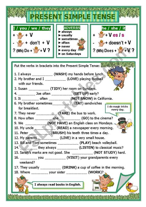 Present Simple Tense Esl Worksheet By Jecika