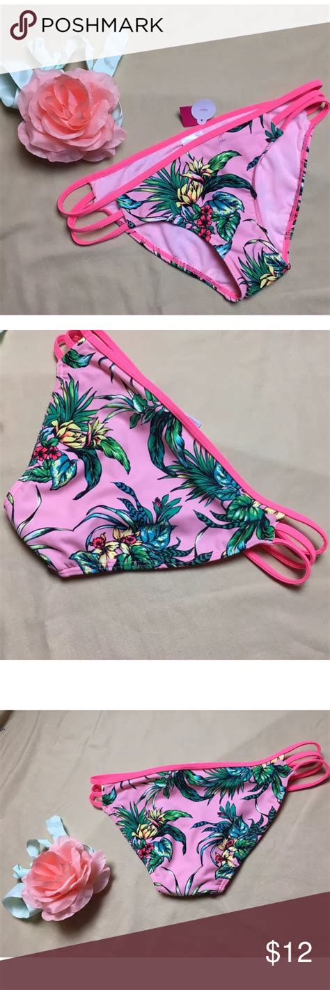 New Xhilaration M Neon Pink Floral Bikini Bottom Nwt Xhilaration Size