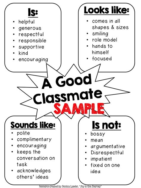 What Makes A Good Classmate Free Graphic Organizer