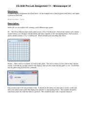 Cs Prelab Cs Pre Lab Assignment Minesweeper Ui