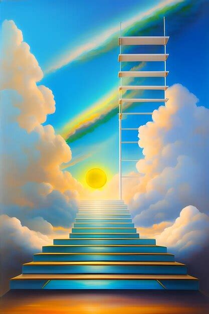 Premium AI Image | stairway to heaven Stairs to the sky Abstract impressionist oil painting to ...