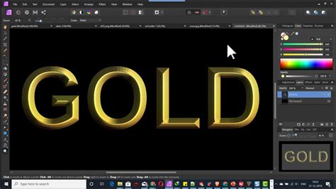 Affinity Photo 3d Metallic Gold Text Effect Tutorial Youtube