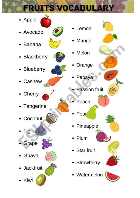 Fruits ESL Worksheet By Yumei703