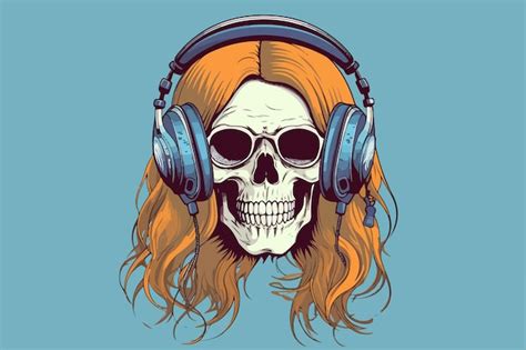 Premium Vector Skull With Headphones Vintage Vector